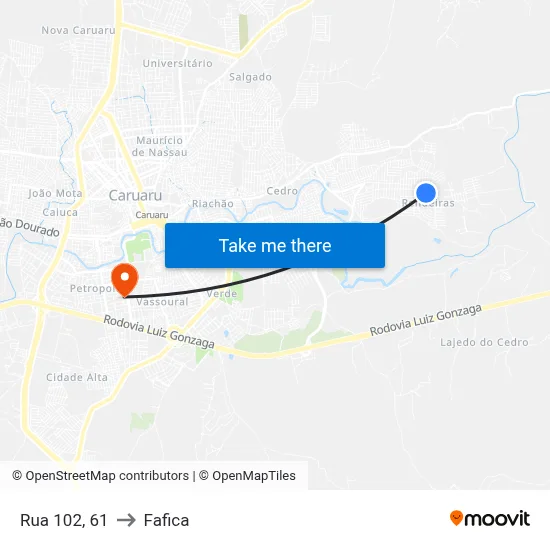 Rua 102, 61 to Fafica map