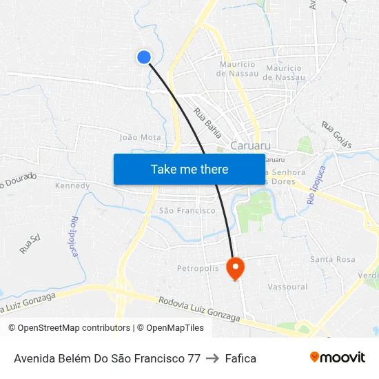 Avenida Belém Do São Francisco 77 to Fafica map