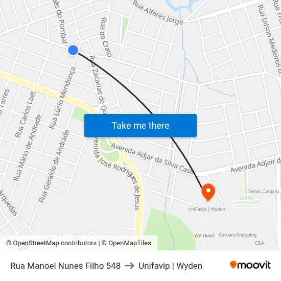 Rua Manoel Nunes Filho 548 to Unifavip | Wyden map