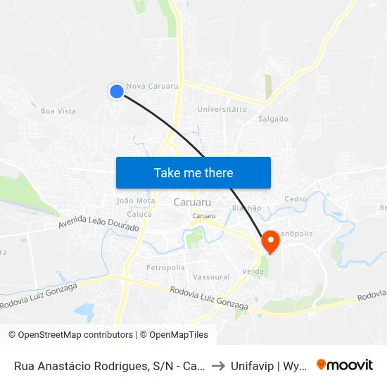 Rua Anastácio Rodrigues, S/N - Caruaru to Unifavip | Wyden map