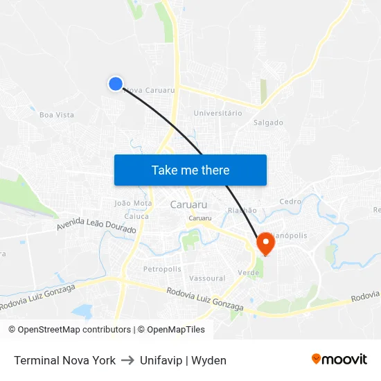 Terminal Nova York to Unifavip | Wyden map