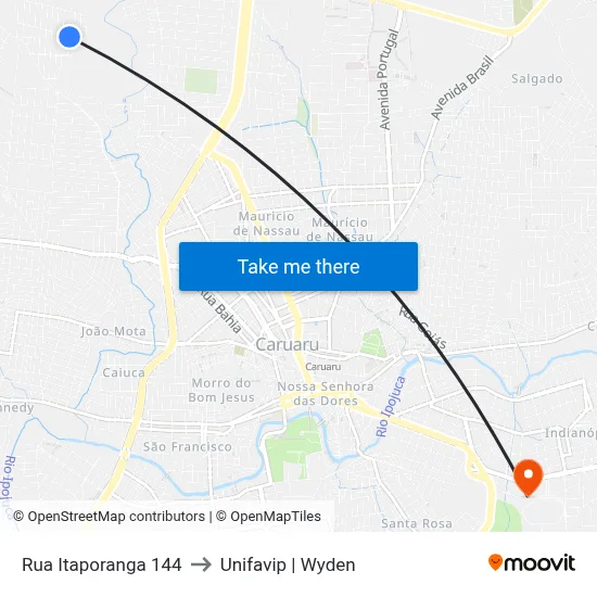 Rua Itaporanga 144 to Unifavip | Wyden map