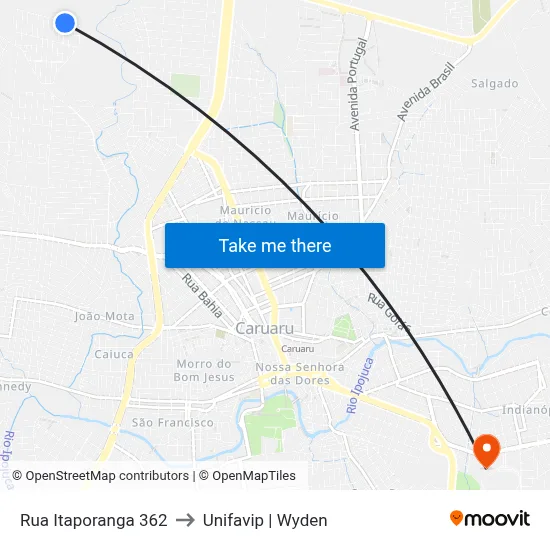 Rua Itaporanga 362 to Unifavip | Wyden map