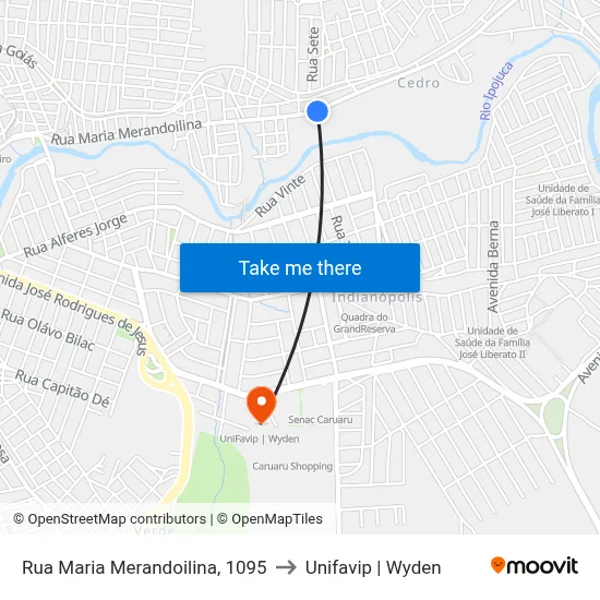Rua Maria Merandoilina, 1095 to Unifavip | Wyden map