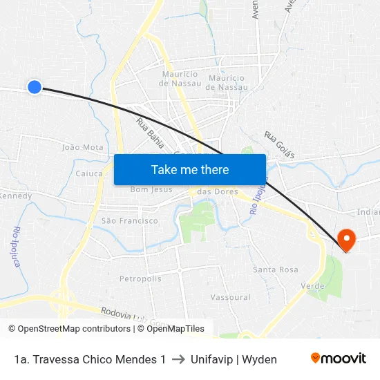 1a. Travessa Chico Mendes 1 to Unifavip | Wyden map