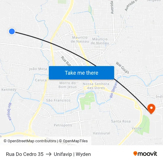 Rua Do Cedro 35 to Unifavip | Wyden map