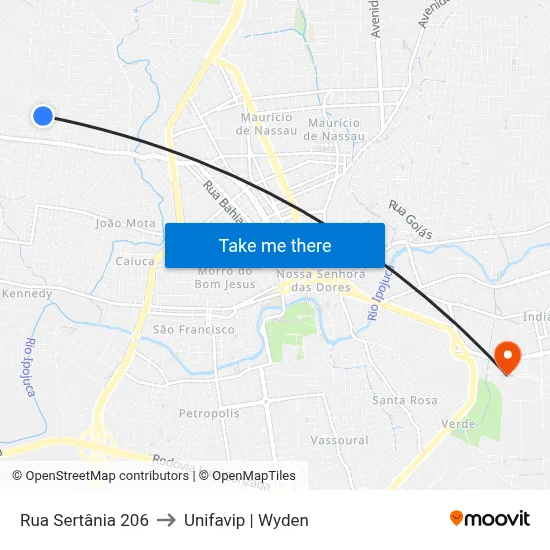 Rua Sertânia 206 to Unifavip | Wyden map