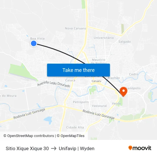 Sitio Xique Xique 30 to Unifavip | Wyden map