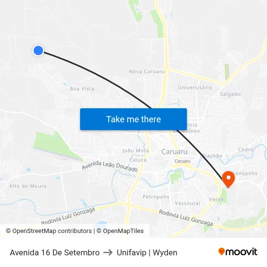 Avenida 16 De Setembro to Unifavip | Wyden map