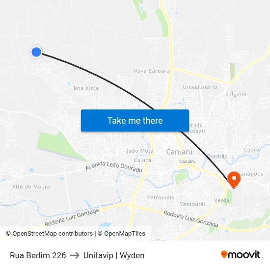 Rua Berlim 226 to Unifavip | Wyden map