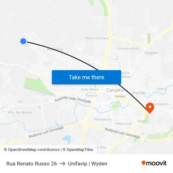 Rua Renato Russo 26 to Unifavip | Wyden map