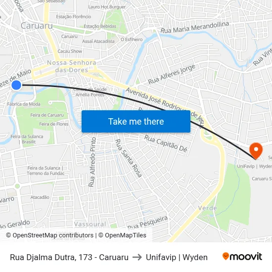 Rua Djalma Dutra, 173 - Caruaru to Unifavip | Wyden map