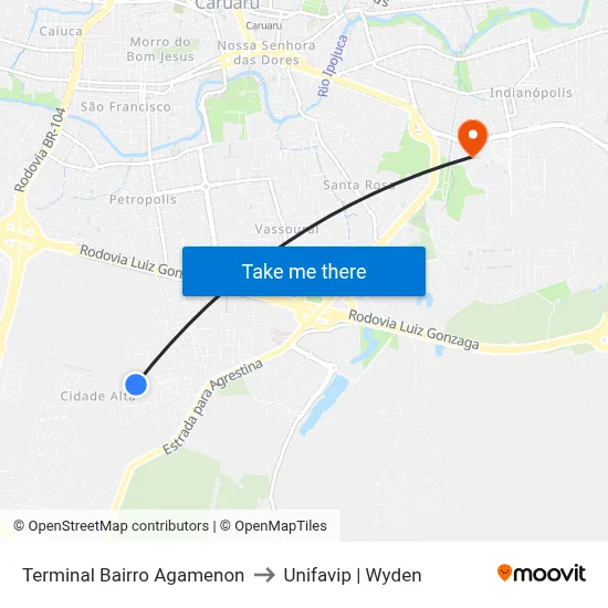 Terminal Bairro Agamenon to Unifavip | Wyden map