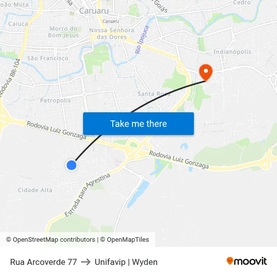 Rua Arcoverde 77 to Unifavip | Wyden map
