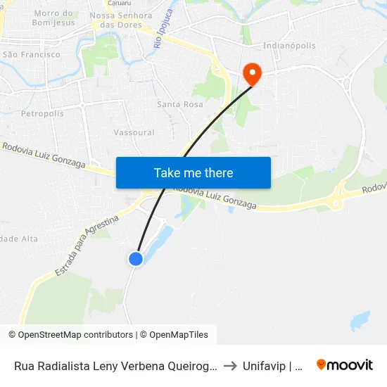 Rua Radialista Leny Verbena Queiroga Barros 201 to Unifavip | Wyden map