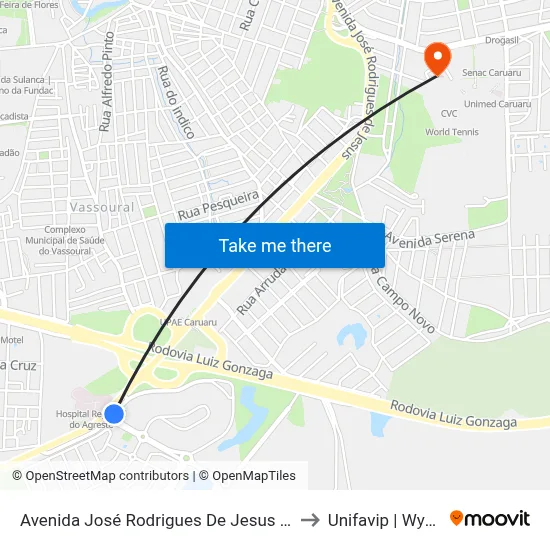 Avenida José Rodrigues De Jesus 1658 to Unifavip | Wyden map