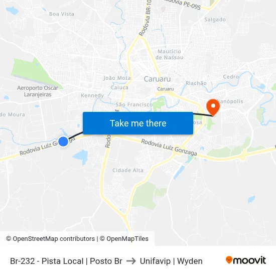Br-232 - Pista Local | Posto Br to Unifavip | Wyden map