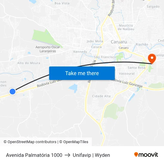 Avenida Palmatória 1000 to Unifavip | Wyden map