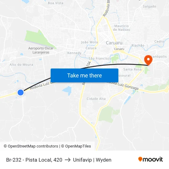 Br-232 - Pista Local, 420 to Unifavip | Wyden map