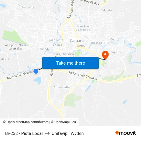 Br-232 - Pista Local to Unifavip | Wyden map