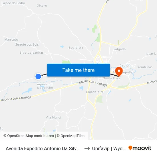 Avenida Expedito Antônio Da Silva 40 to Unifavip | Wyden map