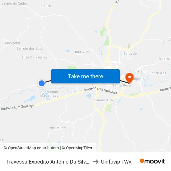 Travessa Expedito Antônio Da Silva 38 to Unifavip | Wyden map