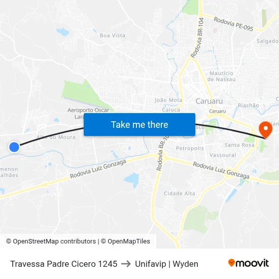 Travessa Padre Cicero 1245 to Unifavip | Wyden map