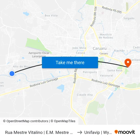 Rua Mestre Vitalino | E.M. Mestre Vitalino to Unifavip | Wyden map
