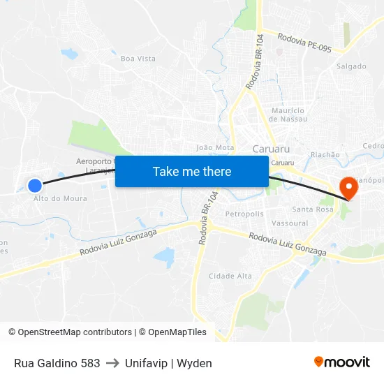 Rua Galdino 583 to Unifavip | Wyden map