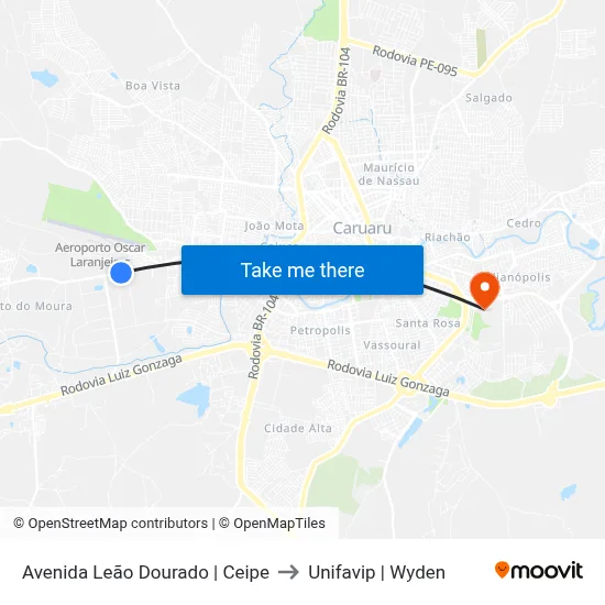 Avenida Leão Dourado | Ceipe to Unifavip | Wyden map