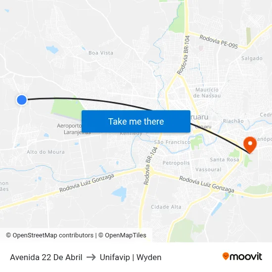 Avenida 22 De Abril to Unifavip | Wyden map