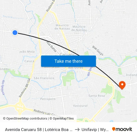 Avenida Caruaru 58 | Lotérica Boa Vista to Unifavip | Wyden map