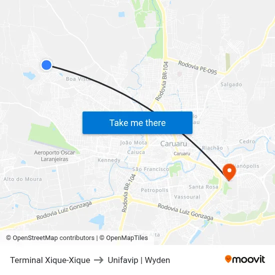 Terminal Xique-Xique to Unifavip | Wyden map