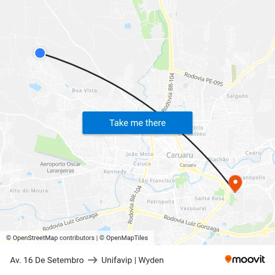 Av. 16 De Setembro to Unifavip | Wyden map
