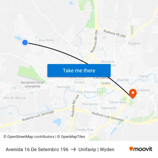 Avenida 16 De Setembro 196 to Unifavip | Wyden map