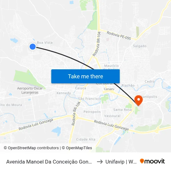 Avenida Manoel Da Conceição Gonçalves 444 to Unifavip | Wyden map