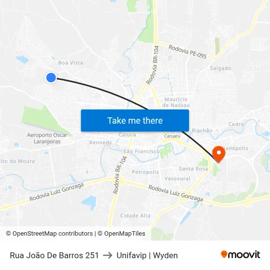 Rua João De Barros 251 to Unifavip | Wyden map