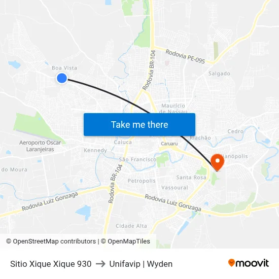 Sitio Xique Xique 930 to Unifavip | Wyden map