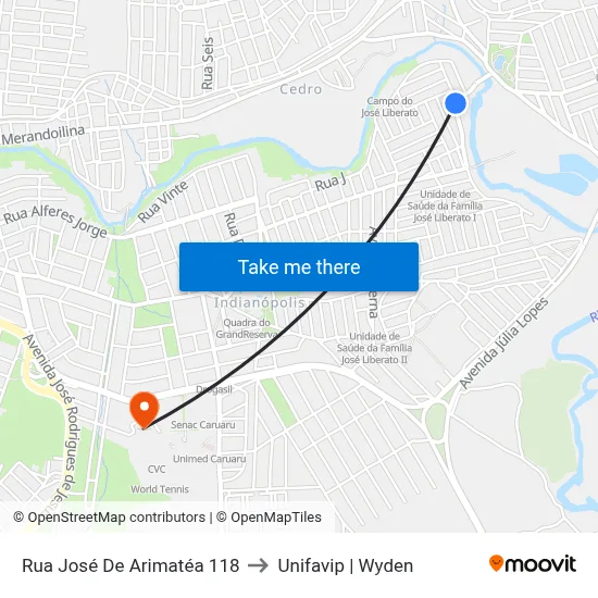 Rua José De Arimatéa 118 to Unifavip | Wyden map
