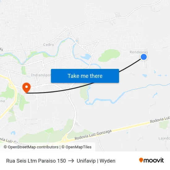 Rua Seis Ltm Paraiso 150 to Unifavip | Wyden map