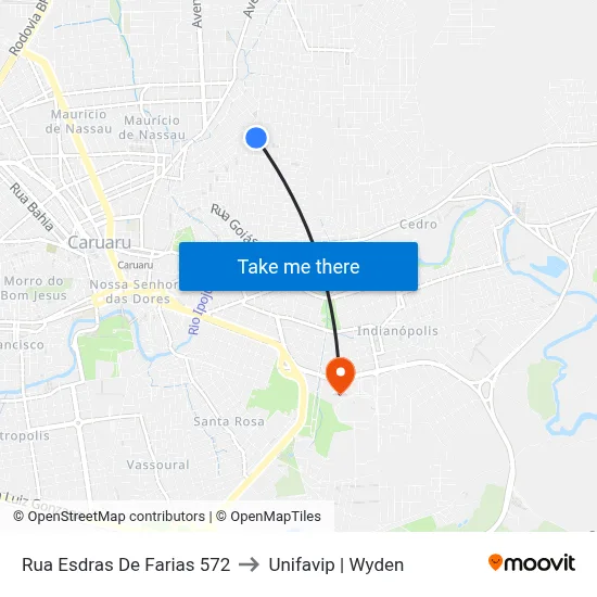 Rua Esdras De Farias 572 to Unifavip | Wyden map