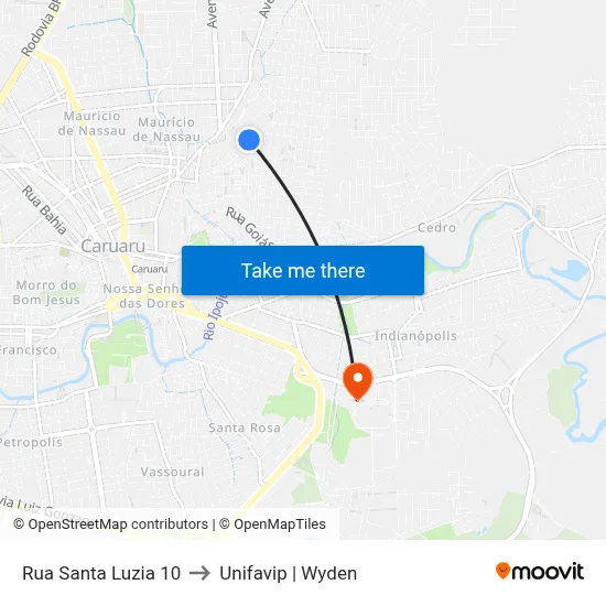 Rua Santa Luzia 10 to Unifavip | Wyden map