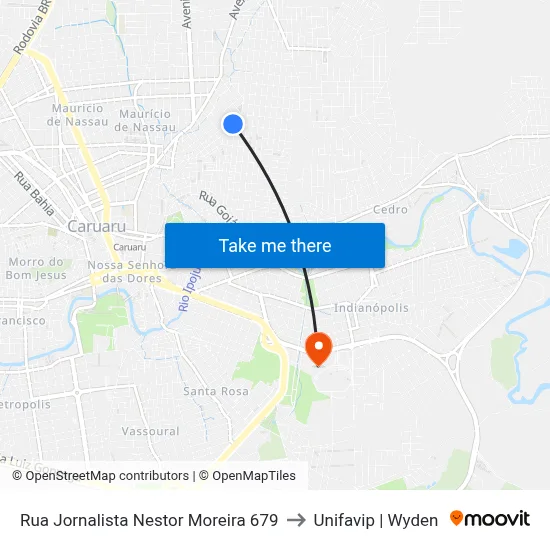 Rua Jornalista Nestor Moreira 679 to Unifavip | Wyden map