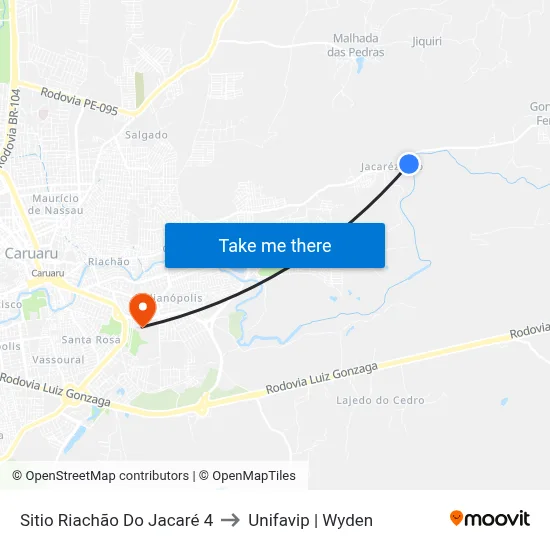 Sitio Riachão Do Jacaré 4 to Unifavip | Wyden map