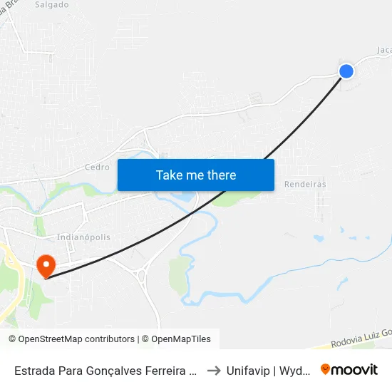Estrada Para Gonçalves Ferreira 18 to Unifavip | Wyden map