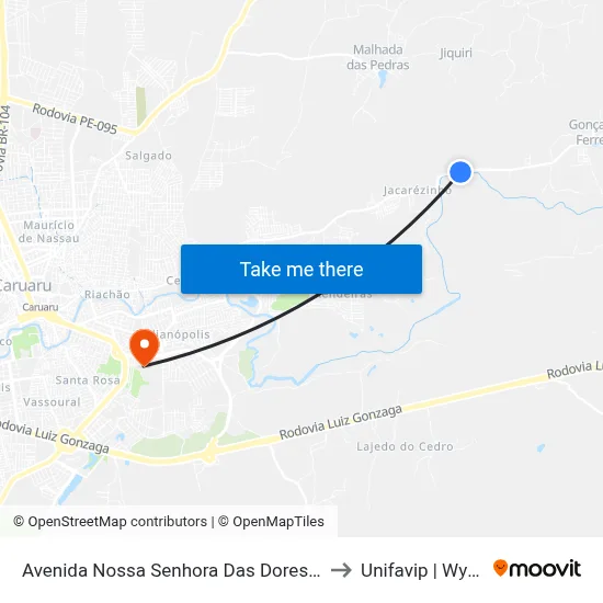 Avenida Nossa Senhora Das Dores 5980 to Unifavip | Wyden map