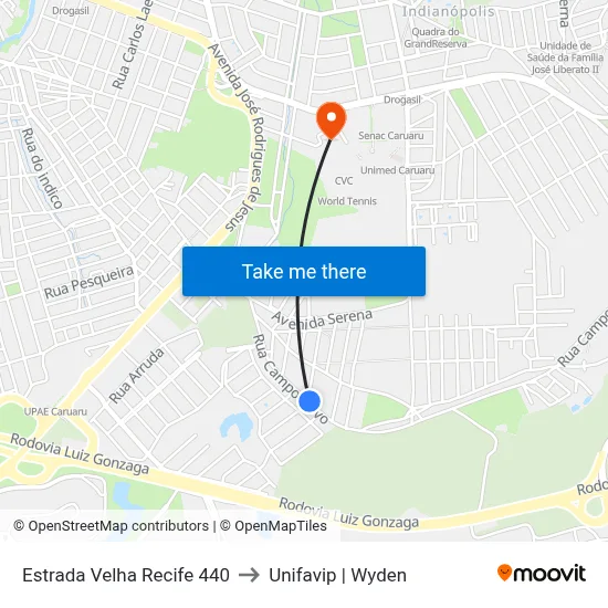Estrada Velha Recife 440 to Unifavip | Wyden map