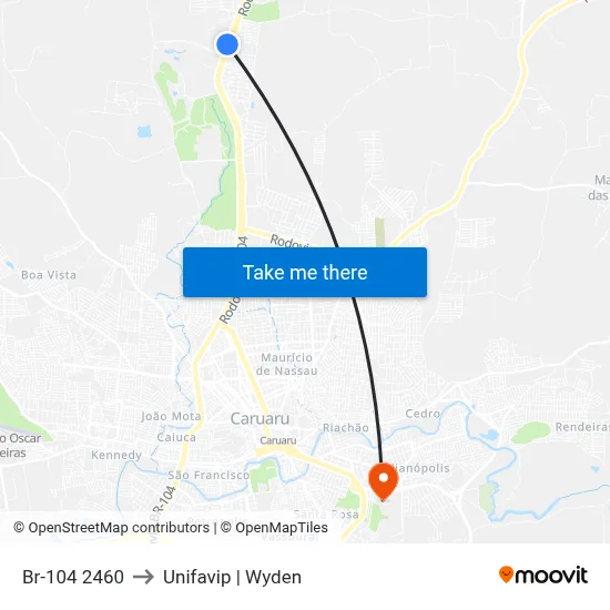 Br-104 2460 to Unifavip | Wyden map