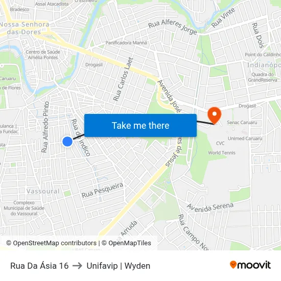 Rua Da Ásia 16 to Unifavip | Wyden map