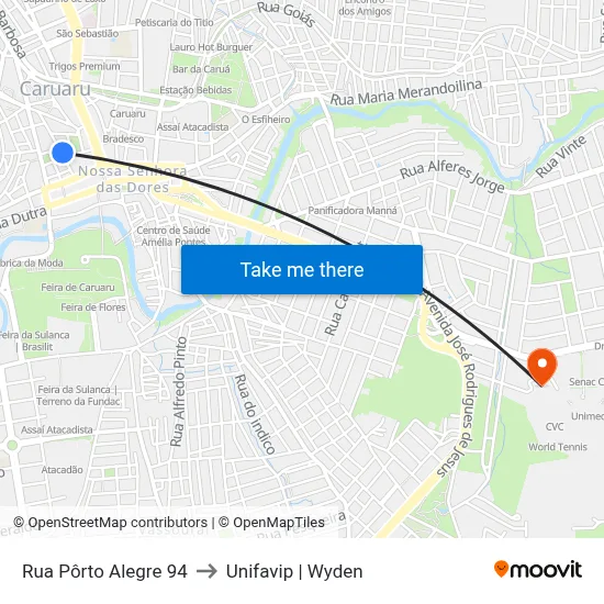 Rua Pôrto Alegre 94 to Unifavip | Wyden map